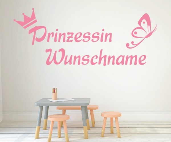 Wandtattoo - Prinzessin mit Wunschnamen für das Kinderzimmer | 21 | ✔Made in Germany  ✔Kostenloser Versand DE