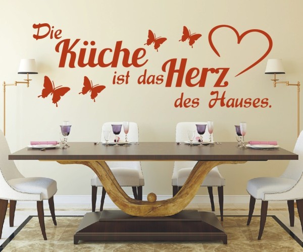 Wandtattoo Spruch | Die Küche ist das Herz des Hauses. | 3 | Schöne Wandsprüche für Küche und Esszimmer