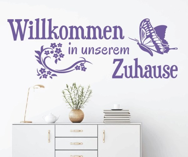 Wandtattoo Spruch | Willkommen in unserem Zuhause | 13 | Schöne Wandsprüche für den Flur | ✔Made in Germany  ✔Kostenloser Versand DE