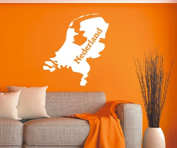Wandtattoo Landkarte von der Niederlande | Mit Schriftzug Nederland als Silhouette | ✔Made in Germany  ✔Kostenloser Versand DE