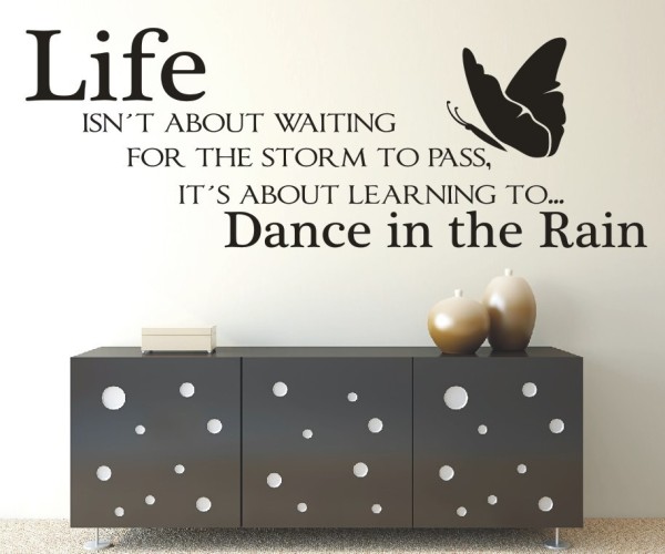 Wandtattoo Spruch | Life isn´t about waiting for the storm to pass, it´s about learning to Dance in the Rain. | 9 | ✔Made in Germany  ✔Kostenloser Versand DE