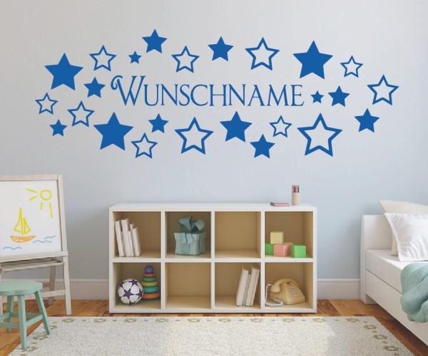 Wandtattoo - Sterne mit Wunschnamen für das Kinderzimmer | 6 | ✔Made in Germany  ✔Kostenloser Versand DE