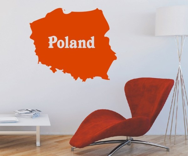 Wandtattoo Landkarte von Polen | Mit Schriftzug Poland als Silhouette | ✔Made in Germany  ✔Kostenloser Versand DE