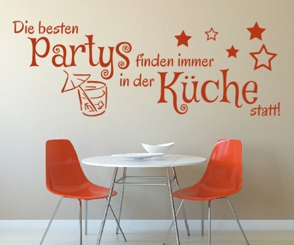 Wandtattoo Spruch | Die besten Partys finden immer in der Küche statt! | 4 | Schöne Wandsprüche für Küche und Esszimmer | ✔Made in Germany  ✔Kostenloser Versand DE