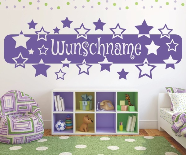 Wandtattoo - Banner mit Wunschnamen und Sternen für das Kinderzimmer | 12 | ✔Made in Germany  ✔Kostenloser Versand DE