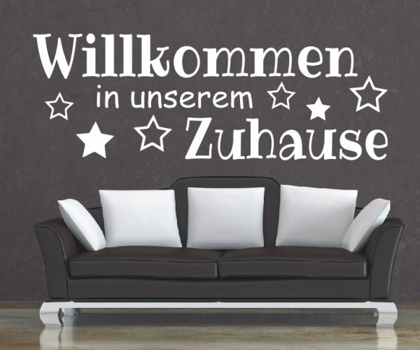 Wandtattoo Spruch | Willkommen in unserem Zuhause | 12 | Schöne Wandsprüche für den Flur | ✔Made in Germany  ✔Kostenloser Versand DE