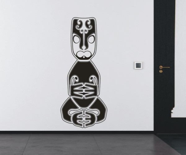 Wandtattoo Maori – Masken | Ein schönes Motiv mit kunstvollen Linien aus der Kultur von Neuseeland | 25 | ✔Made in Germany  ✔Kostenloser Versand DE
