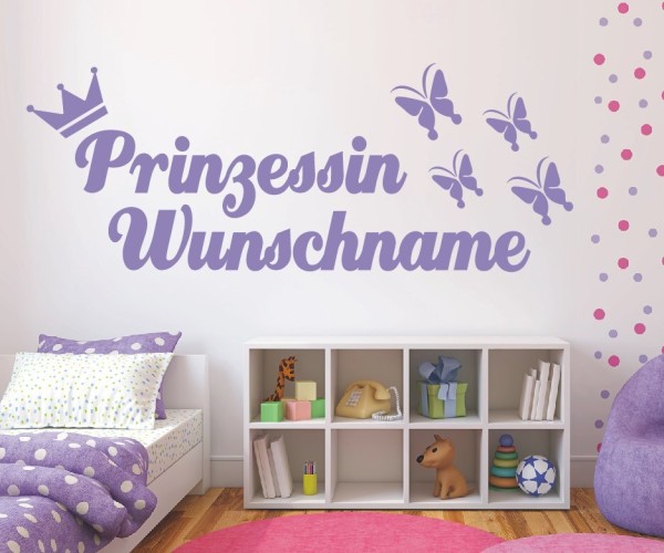 Wandtattoo - Prinzessin mit Wunschnamen für das Kinderzimmer | 48 | ✔Made in Germany  ✔Kostenloser Versand DE