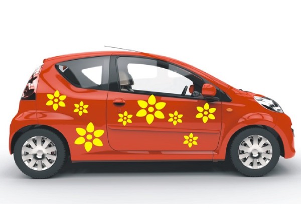 Aufkleber | Mehrteilige Blumen Sets mit dekorativen Blüten als Autoaufkleber | 8 Teile| Motiv 13 | ✔Made in Germany  ✔Kostenloser Versand DE