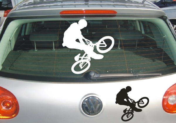 Aufkleber Sportschatten | Ein Fahrradfahrer auf einem BMX oder Mountainbike als Silhouette günstig kaufen