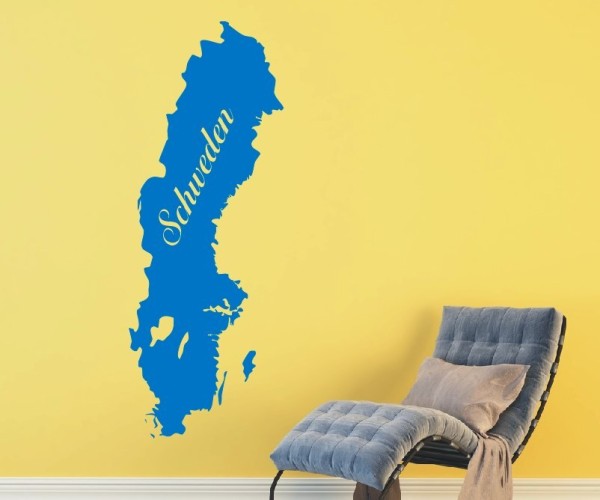 Wandtattoo Landkarte von Schweden | Mit Schriftzug Schweden als Silhouette | ✔Made in Germany  ✔Kostenloser Versand DE