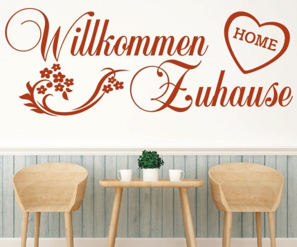 Wandtattoo Spruch | Willkommen Zuhause | 5 | Schöne Wandsprüche für den Flur | ✔Made in Germany  ✔Kostenloser Versand DE