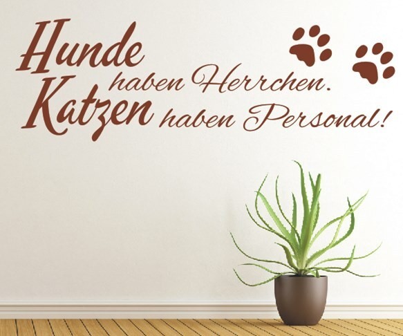 Wandtattoo Spruch | Hunde haben Herrchen. Katzen haben Personal! | 2 | ✔Made in Germany  ✔Kostenloser Versand DE
