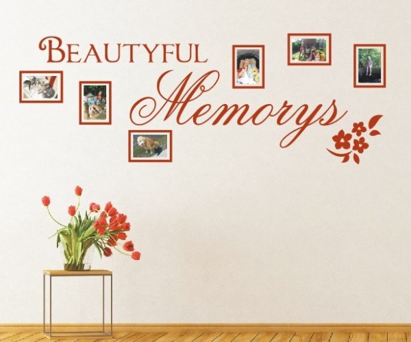 Wandtattoo Spruch | Beautyful Memorys | 4 | Wandsprüche mit Bilderrahmen und Fotoklebepunkten | ✔Made in Germany  ✔Kostenloser Versand DE