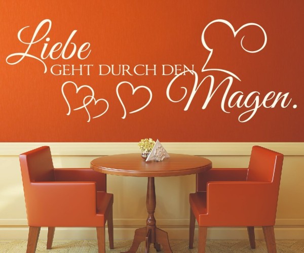 Wandtattoo Spruch | Liebe geht durch den Magen. | 4 | Schöne Wandsprüche für Küche und Esszimmer | ✔Made in Germany  ✔Kostenloser Versand DE