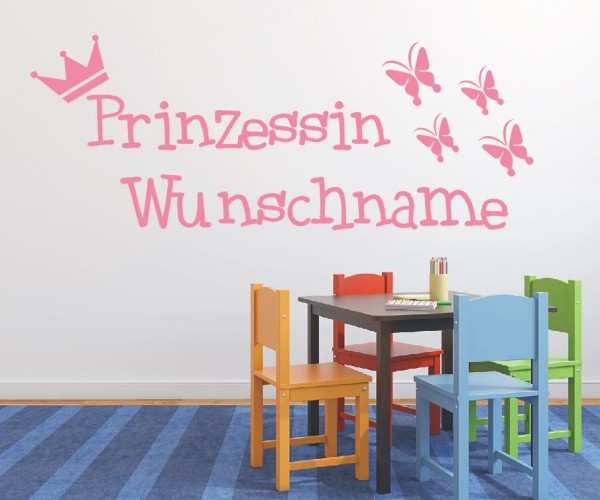 Wandtattoo - Prinzessin mit Wunschnamen für das Kinderzimmer | 41 | ✔Made in Germany  ✔Kostenloser Versand DE