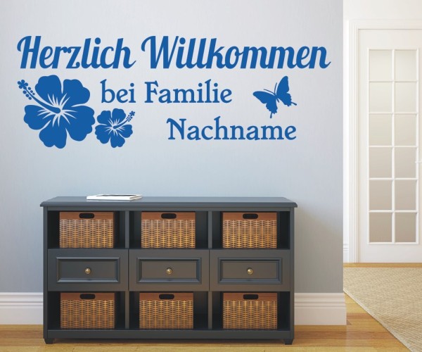 Wandtattoo - Herzlich Willkommen bei Familie Nachname mit Wunschtext für den Flur | 5 | ✔Made in Germany  ✔Kostenloser Versand DE