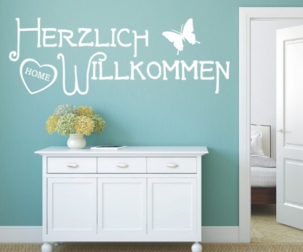 Wandtattoo Spruch | Herzlich Willkommen | 1 | Schöne Wandsprüche für den Flur | ✔Made in Germany  ✔Kostenloser Versand DE