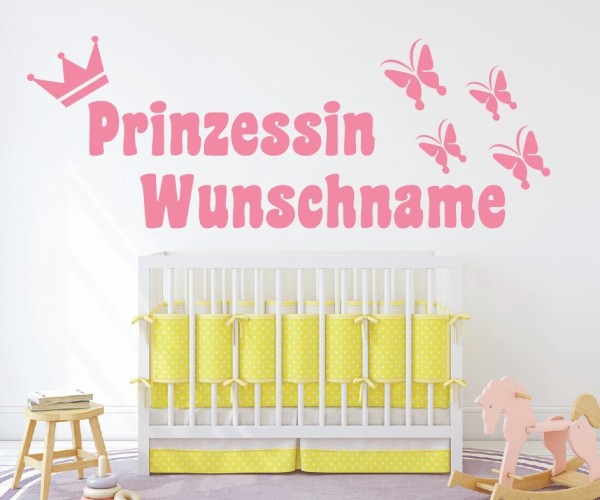 Wandtattoo - Prinzessin mit Wunschnamen für das Kinderzimmer | 46 | ✔Made in Germany  ✔Kostenloser Versand DE