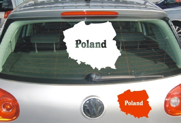 Aufkleber Landkarte Polen | Mit Schriftzug Poland als Silhouette | ✔Made in Germany  ✔Kostenloser Versand DE
