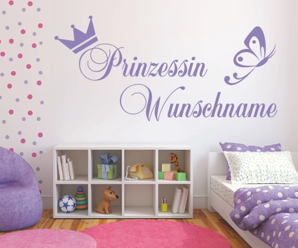 Wandtattoo - Prinzessin Wunschname für das Kinderzimmer | 1 | ✔Made in Germany  ✔Kostenloser Versand DE