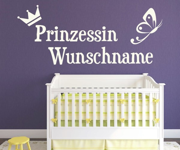 Wandtattoo - Prinzessin mit Wunschnamen für das Kinderzimmer | 20 | ✔Made in Germany  ✔Kostenloser Versand DE
