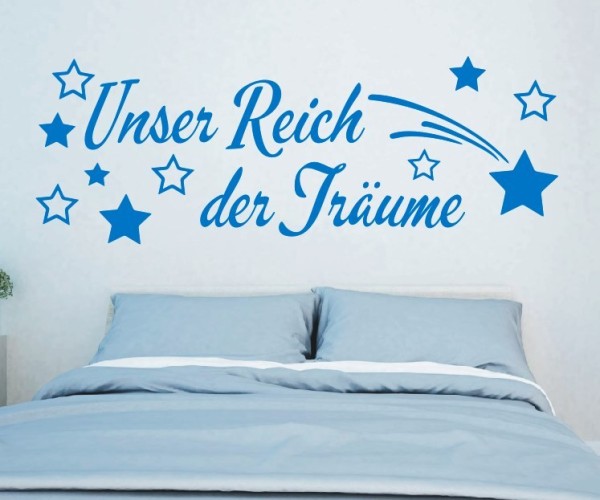 Wandtattoo Spruch | Unser Reich der Träume | 2 | Schöne Wandsprüche für das Schlafzimmer | ✔Made in Germany  ✔Kostenloser Versand DE