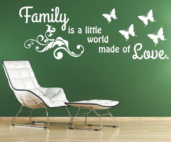 Wandtattoo Spruch | Family is a little world made of Love. | 5 | Schöne englische Wandsprüche für die Familie