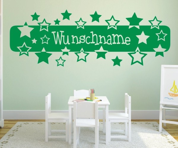Wandtattoo - Banner mit Wunschnamen und Sternen für das Kinderzimmer | 1 | ✔Made in Germany  ✔Kostenloser Versand DE