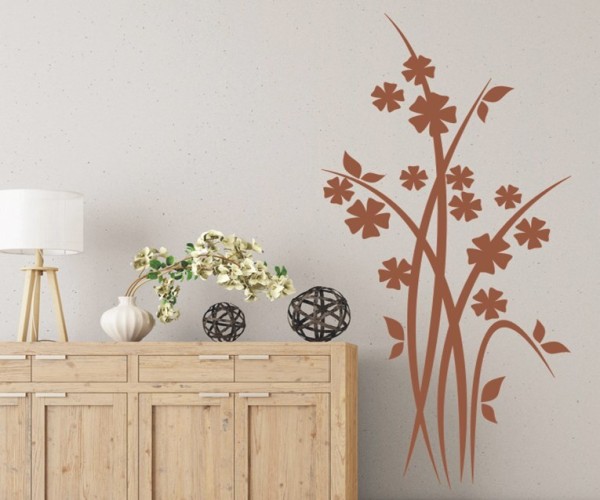 Wandtattoo Blume | Tolles Motiv mit schönen Blüten und dekorativen Blumenranken | 114