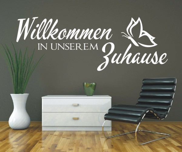 Wandtattoo Spruch | Willkommen in unserem Zuhause | 10 | Schöne Wandsprüche für den Flur | ✔Made in Germany  ✔Kostenloser Versand DE