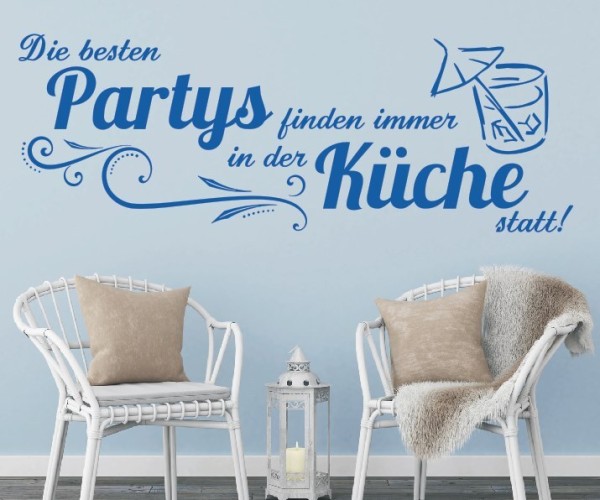 Wandtattoo Spruch | Die besten Partys finden immer in der Küche statt! | 2 | Schöne Wandsprüche für Küche und Esszimmer | ✔Made in Germany  ✔Kostenloser Versand DE