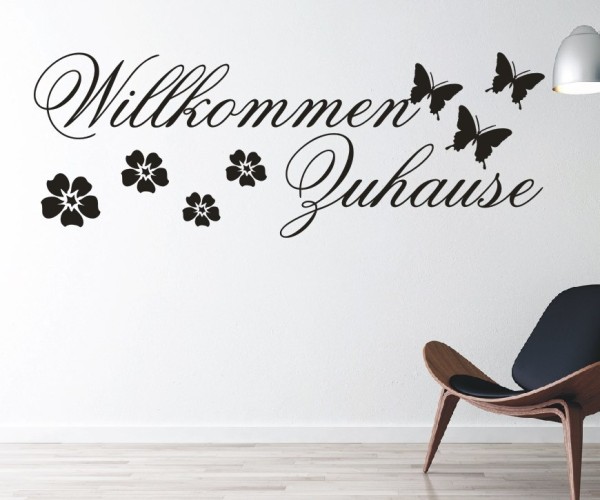Wandtattoo Spruch | Willkommen Zuhause | 2 | Schöne Wandsprüche für den Flur | ✔Made in Germany  ✔Kostenloser Versand DE