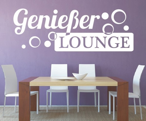 Wandtattoo Spruch | Genießer Lounge | 3 | Schöne Wandsprüche für Küche und Esszimmer | ✔Made in Germany  ✔Kostenloser Versand DE