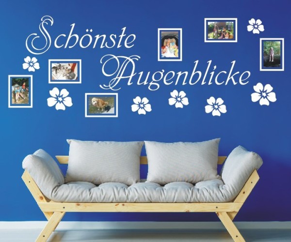 Wandtattoo Spruch | Schönste Augenblicke | 2 | Wandsprüche mit Bilderrahmen und Fotoklebepunkten | ✔Made in Germany  ✔Kostenloser Versand DE