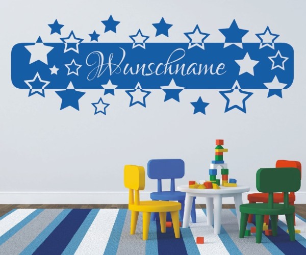Wandtattoo - Banner mit Wunschnamen und Sternen für das Kinderzimmer | ✔Made in Germany  ✔Kostenloser Versand DE