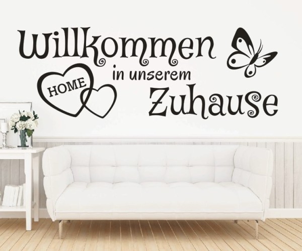 Wandtattoo Spruch | Willkommen in unserem Zuhause | 9 | Schöne Wandsprüche für den Flur | ✔Made in Germany  ✔Kostenloser Versand DE