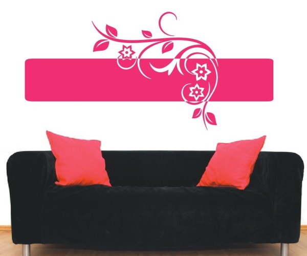 Wandtattoo Banner | Dekoratives Wandbanner mit Blumen, Blüten & Blumenranken | 5 | ✔Made in Germany  ✔Kostenloser Versand DE