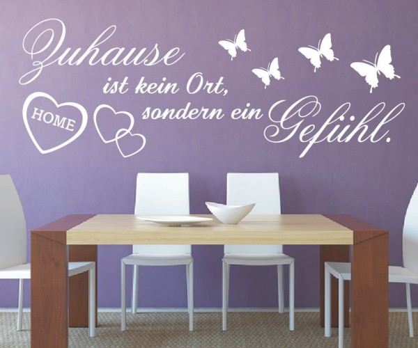 Wandtattoo Spruch | Zuhause ist kein Ort, sondern ein Gefühl. | 1 | Schöne Wandsprüche für den Flur | ✔Made in Germany  ✔Kostenloser Versand DE