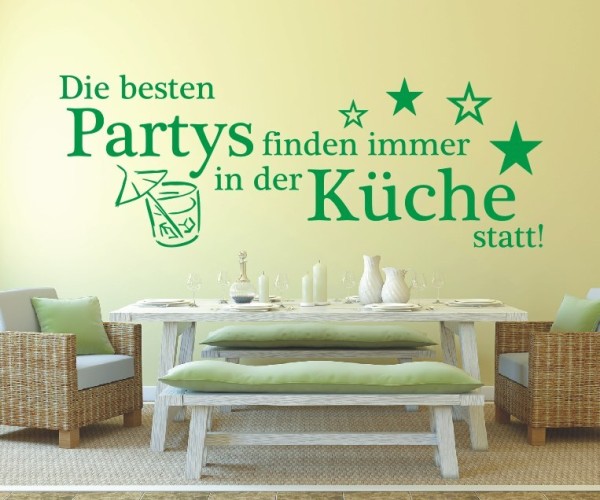 Wandtattoo Spruch | Die besten Partys finden immer in der Küche statt! | 3 | Schöne Wandsprüche für Küche und Esszimmer | ✔Made in Germany  ✔Kostenloser Versand DE