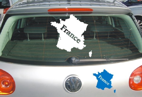 Aufkleber Landkarte Frankreich | Mit Schriftzug France als Silhouette | ✔Made in Germany  ✔Kostenloser Versand DE