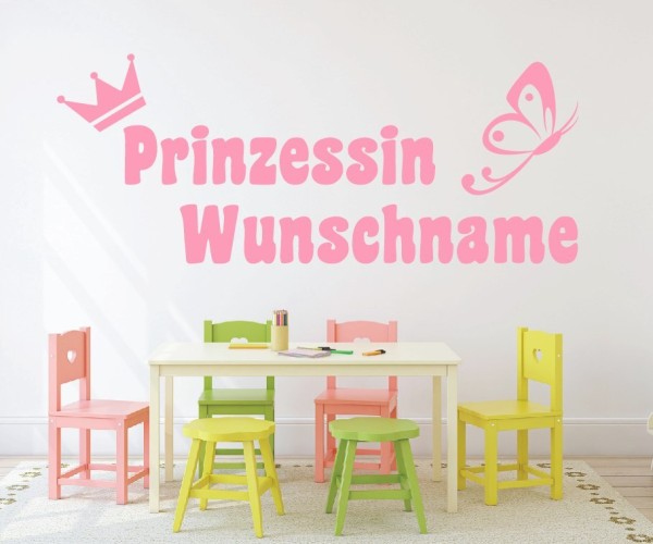 Wandtattoo - Prinzessin mit Wunschnamen für das Kinderzimmer | 15 | ✔Made in Germany  ✔Kostenloser Versand DE