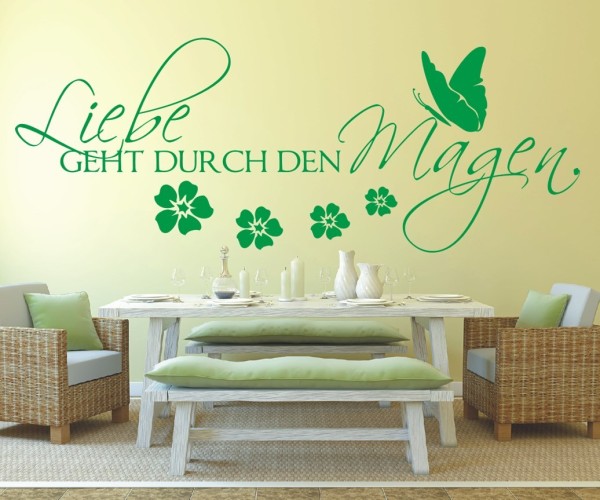 Wandtattoo Spruch | Liebe geht durch den Magen. | 3 | Schöne Wandsprüche für Küche und Esszimmer | ✔Made in Germany  ✔Kostenloser Versand DE