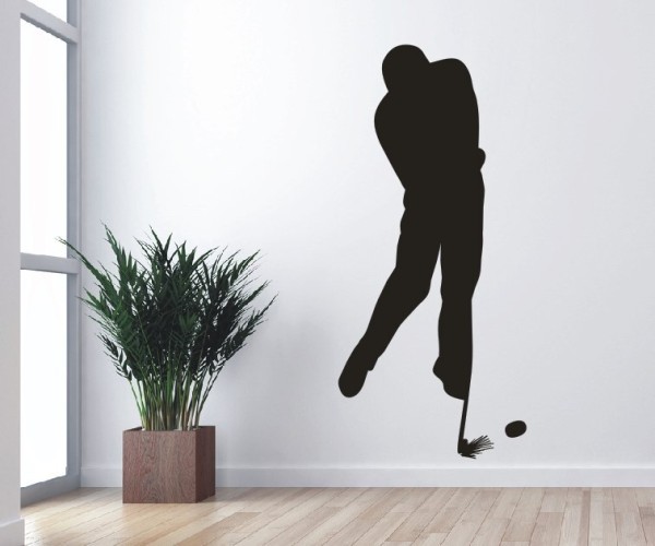 Wandtattoo Sportschatten | Ein Golfer beim Abschlag als Silhouette günstig kaufen