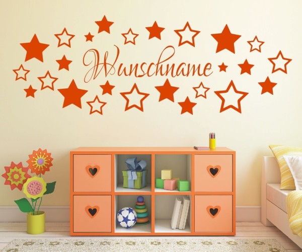 Wandtattoo - Sterne mit Wunschnamen für das Kinderzimmer | 2 | ✔Made in Germany  ✔Kostenloser Versand DE