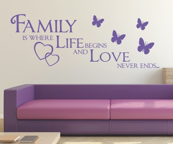 Wandtattoo Spruch | Family is where life begins and love never ends... | 11 | Schöne englische Wandsprüche für die Familie