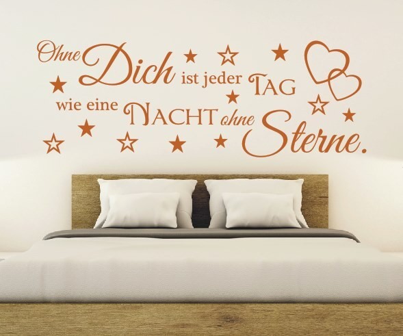 Wandtattoo Spruch | Ohne Dich ist jeder Tag wie eine Nacht ohne Sterne. | 1 | Schöne Wandsprüche für die Liebe | ✔Made in Germany  ✔Kostenloser Versand DE