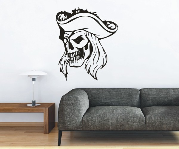 Wandtattoo Totenkopf | Totenschädel eines Piraten