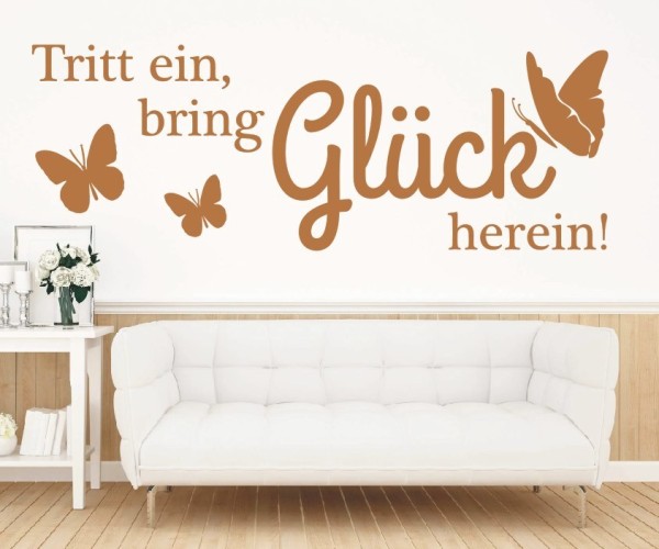 Wandtattoo Spruch | Tritt ein, bring Glück herein! | 1 | Schöne Wandsprüche für den Flur | ✔Made in Germany  ✔Kostenloser Versand DE