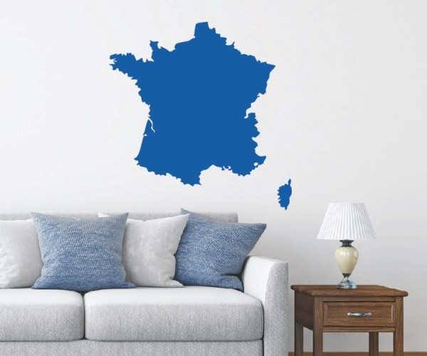 Wandtattoo Landkarte von Frankreich | Ohne Schriftzug als Silhouette | ✔Made in Germany  ✔Kostenloser Versand DE